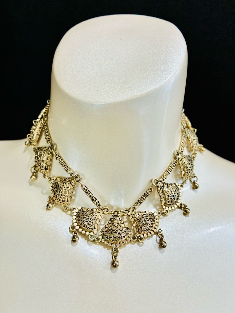 Chico's Gold Filigree Statement Necklace